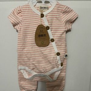 Rabbit+Bear Organic Cotton 2-Piece Baby Girl Pink White Striped Pant Set 0-3M